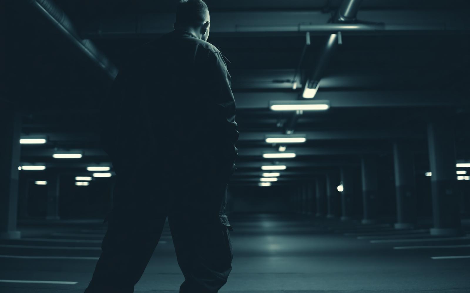 Underground parking editorial — cargo & jacket